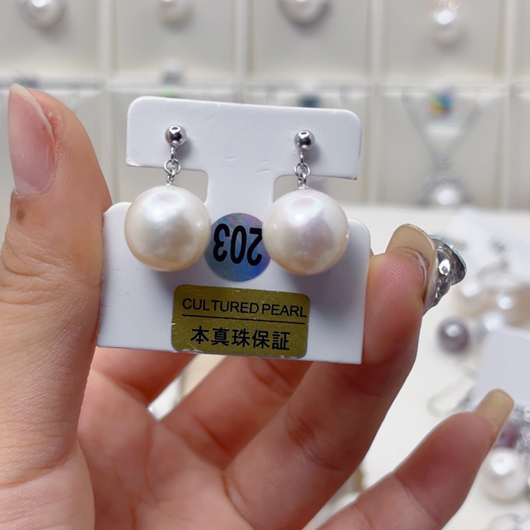 银S925镶嵌耳饰淡水珍珠