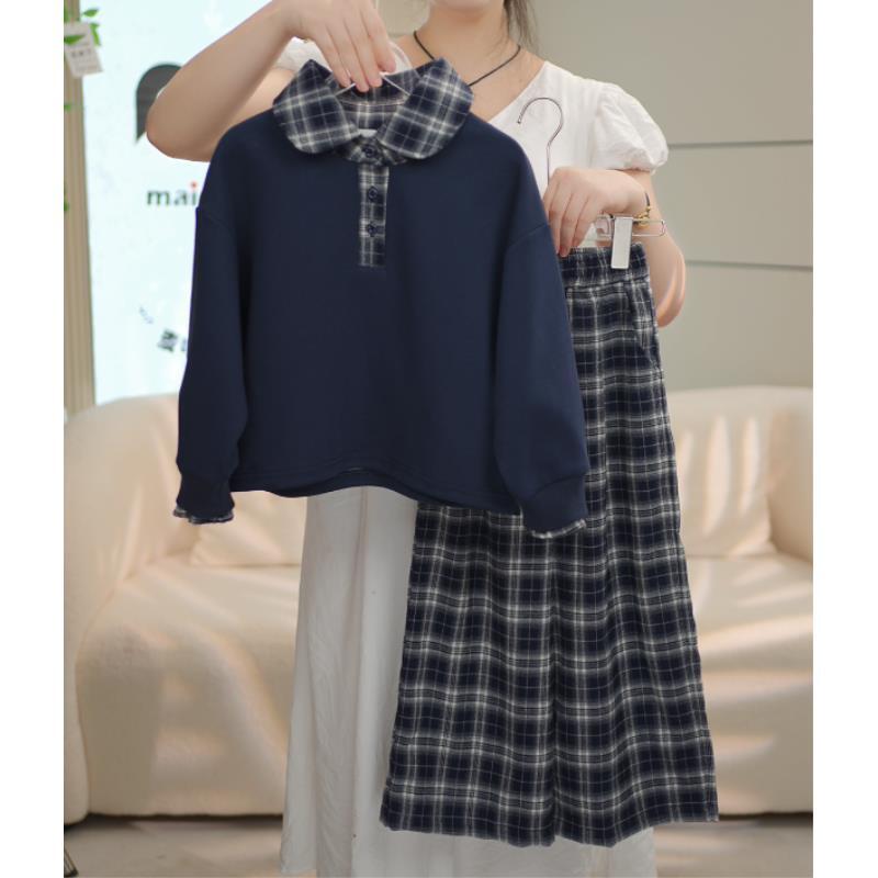 2025新款立领格纹休闲儿童两件套春秋季时髦女大童装女童秋装套装