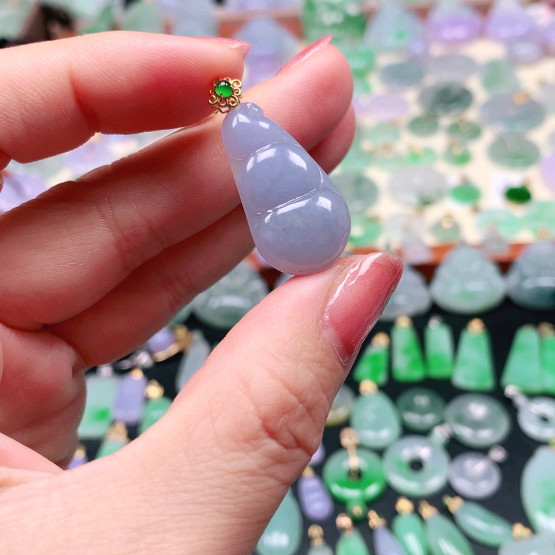 吊坠(不含链)18K金镶嵌翡翠