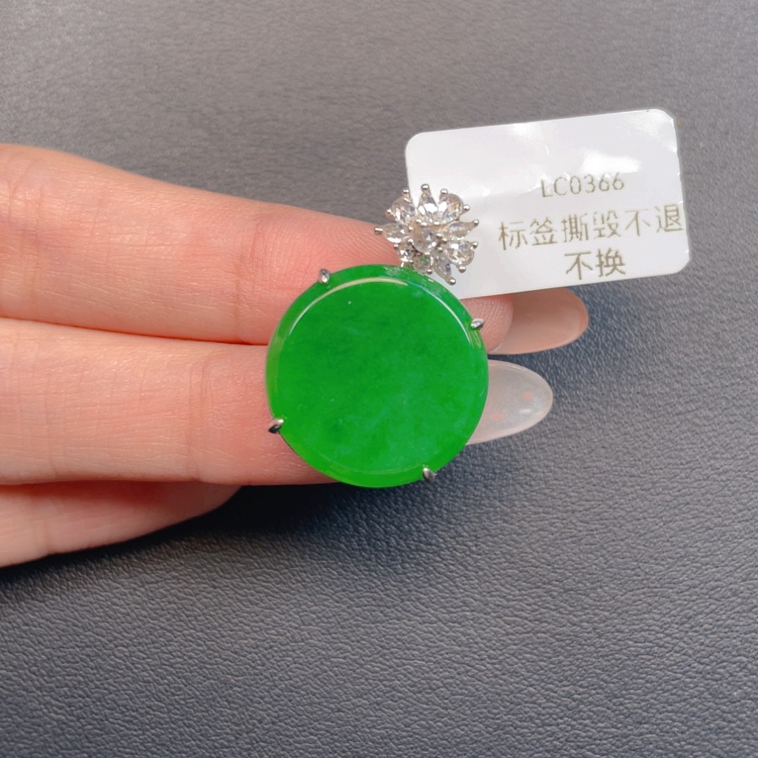 翡翠银S925镶嵌吊坠(不含链)