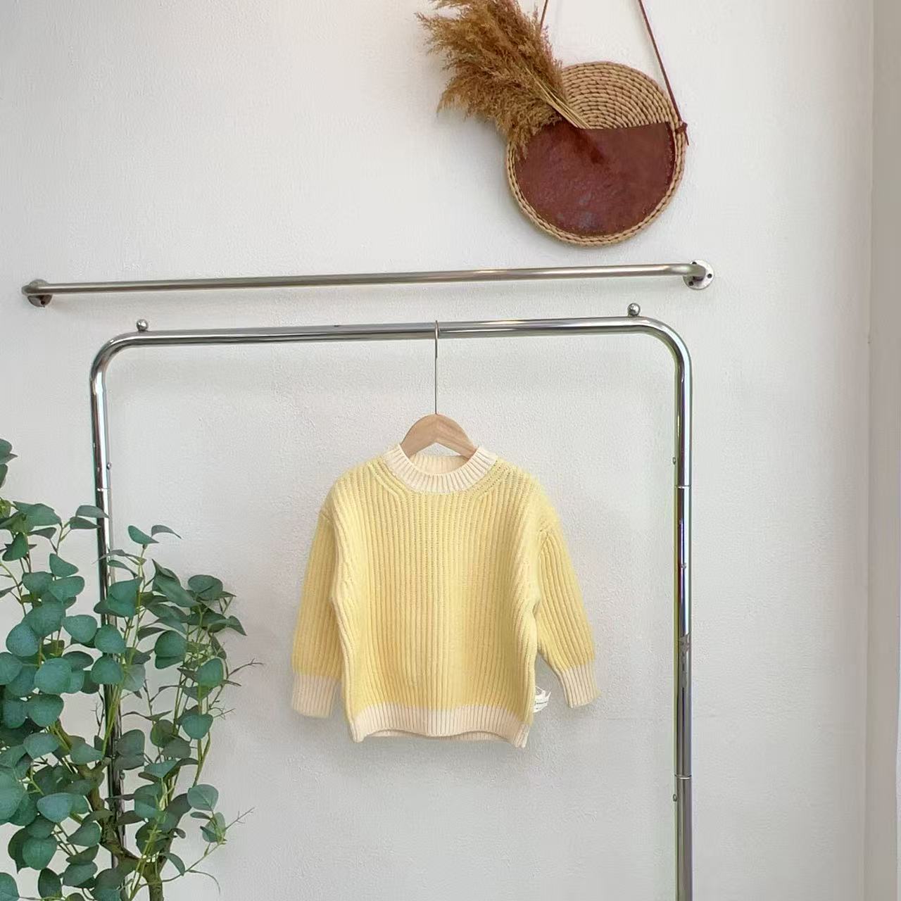 1012帕黄色圆领羊毛衫