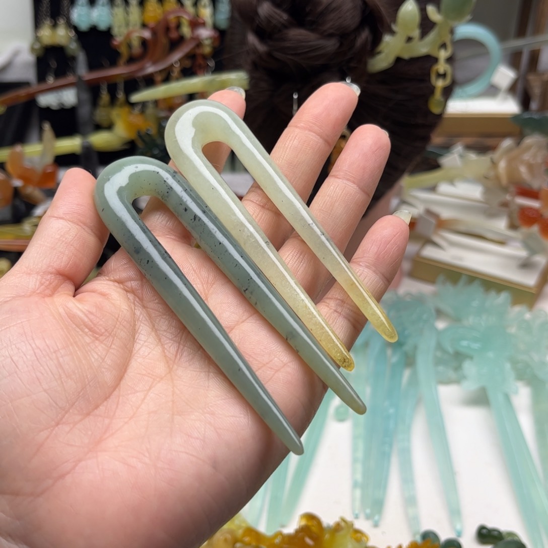 蛇纹石玉发饰合金