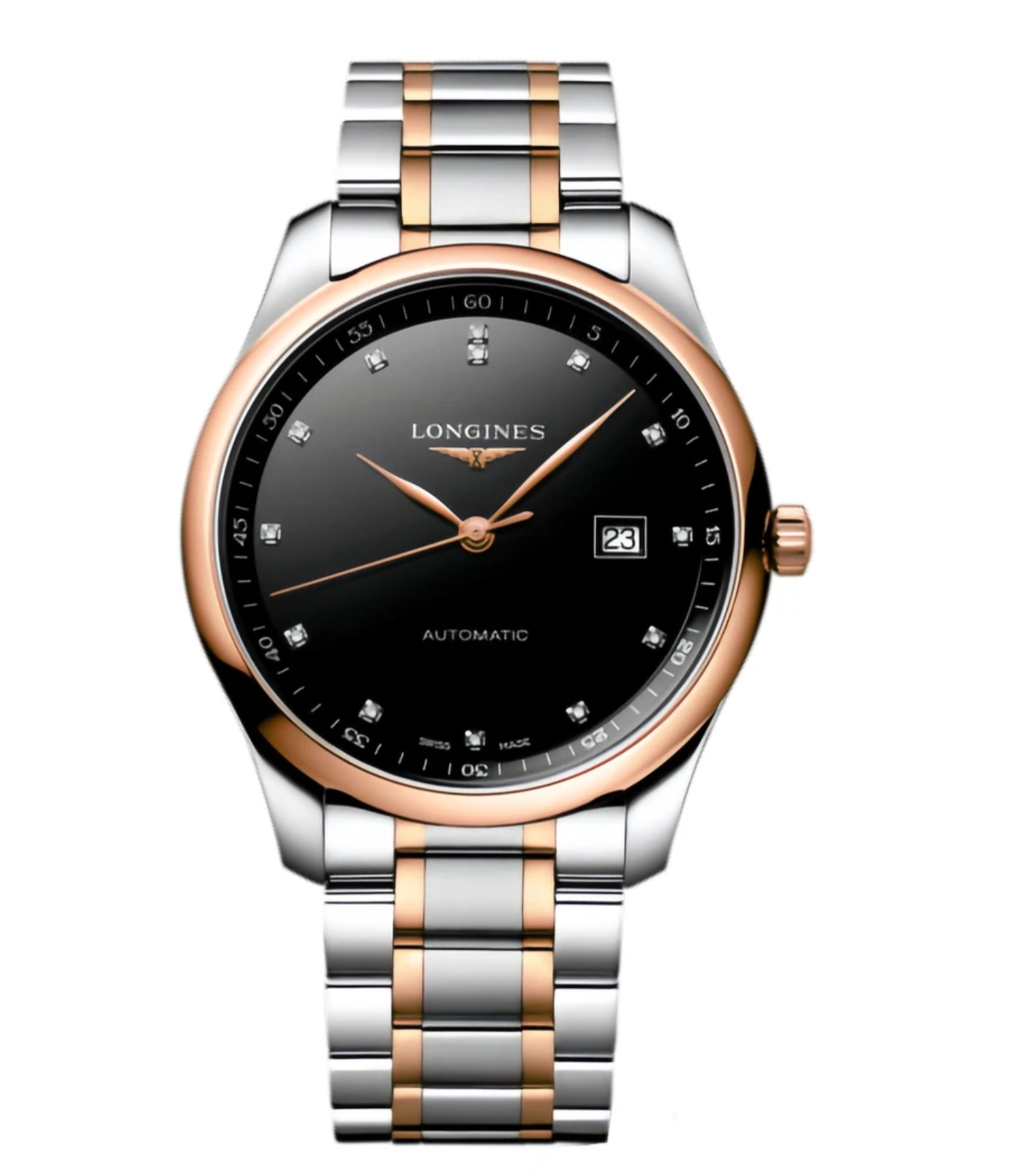 未使用 Longines/浪琴 未使用名匠893黑盘玫瑰金钻刻经典机械手表
