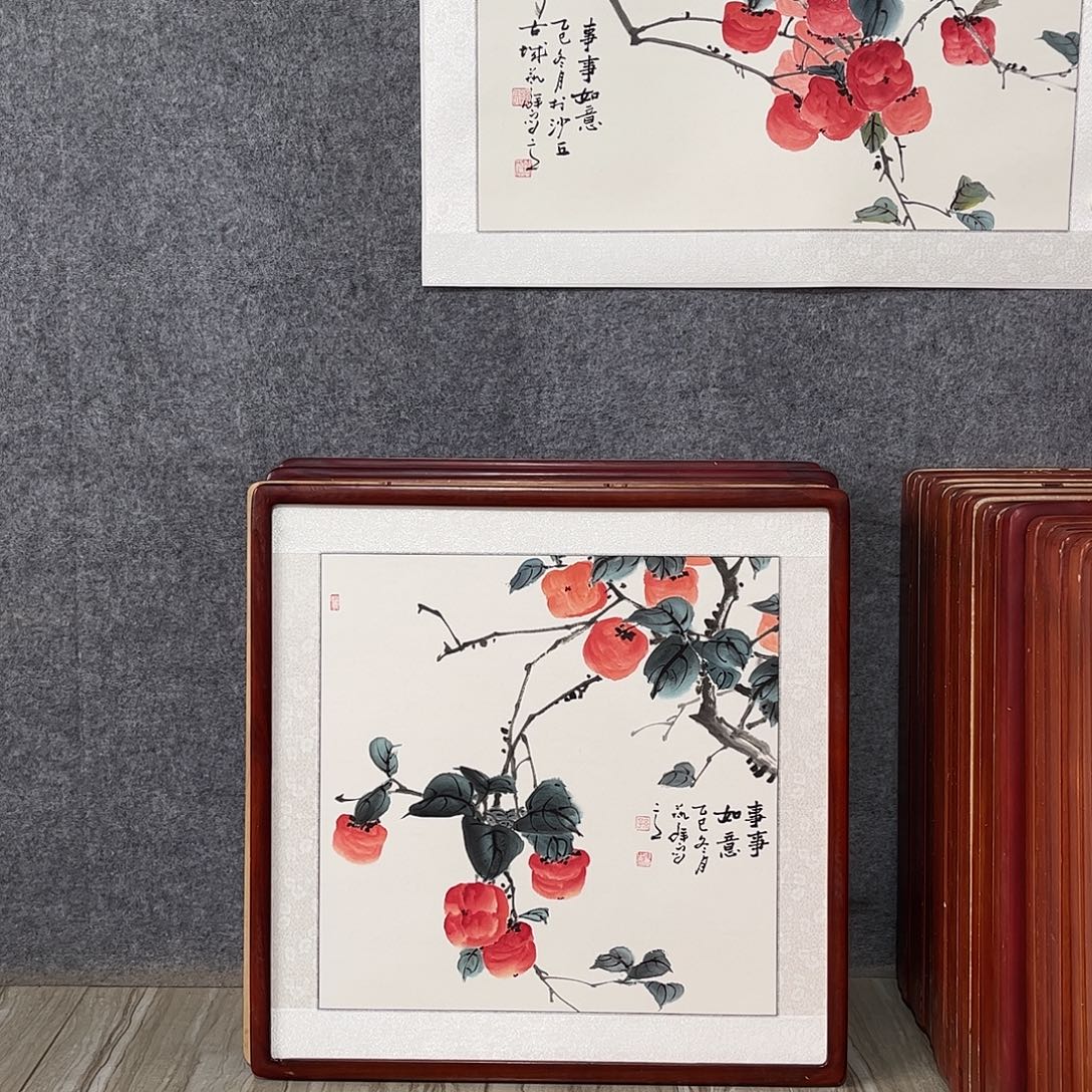 国画书画作品带框63×63