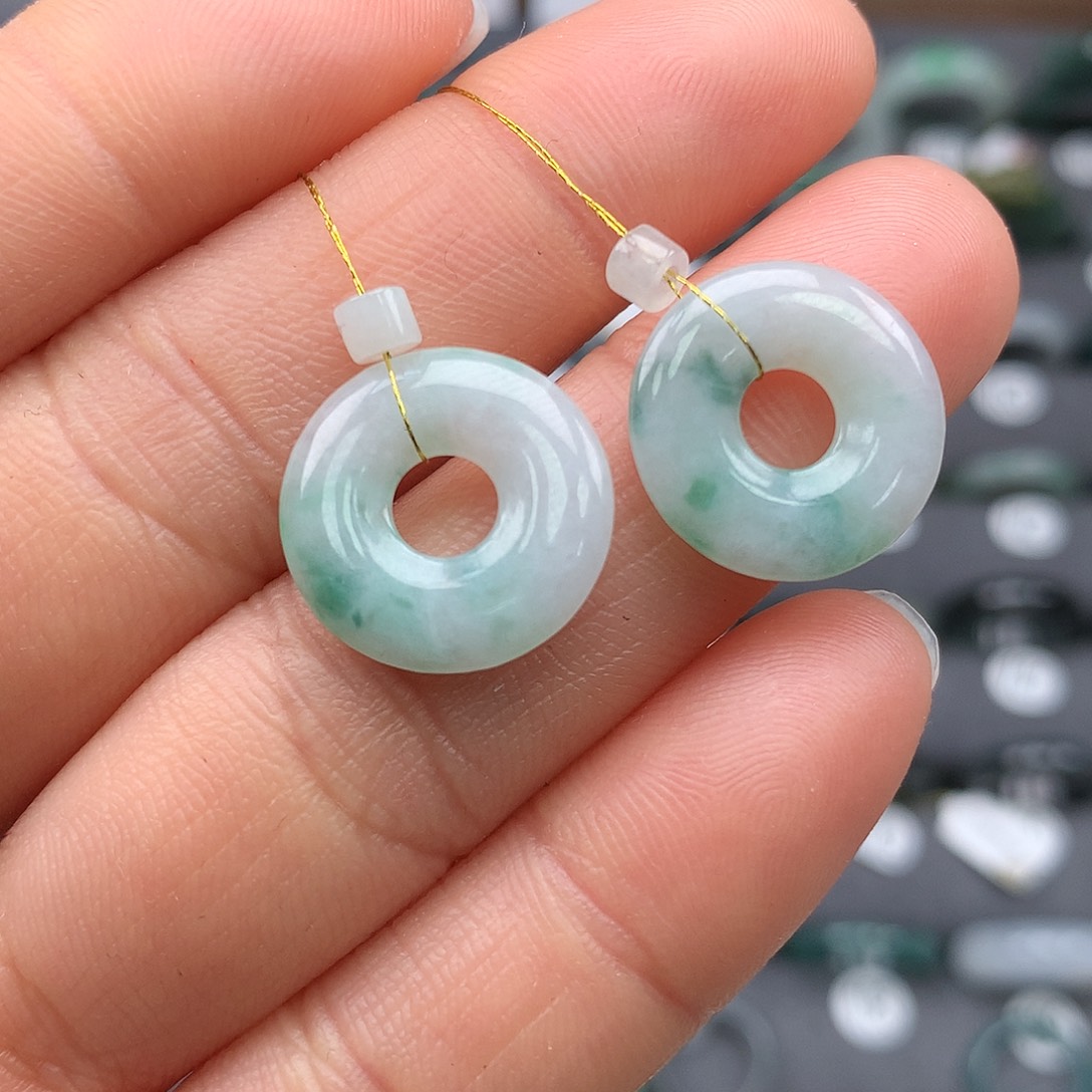 【闪购商品】翡翠耳饰未镶嵌甜甜圈一对