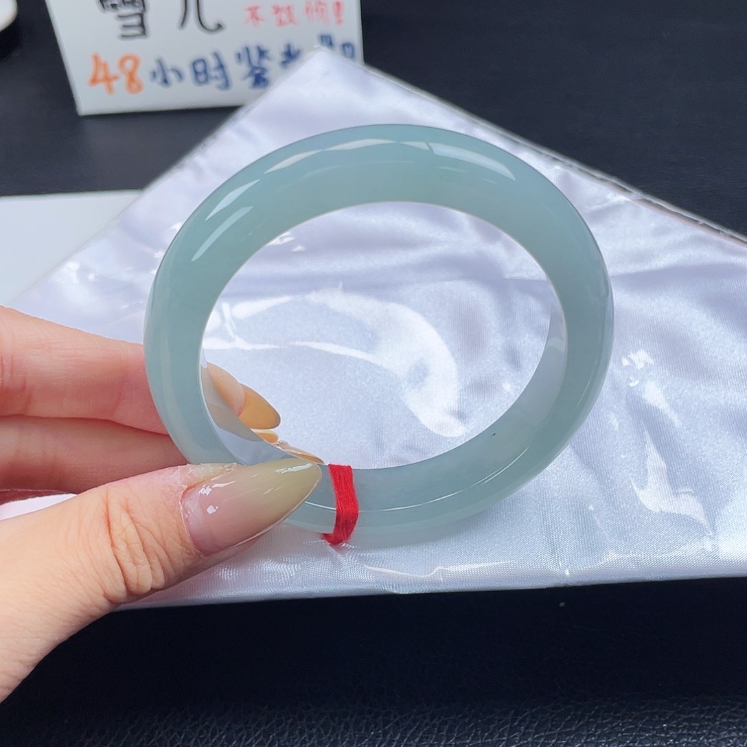 翡翠手镯未镶嵌5681-蓝绿色飘花-破价