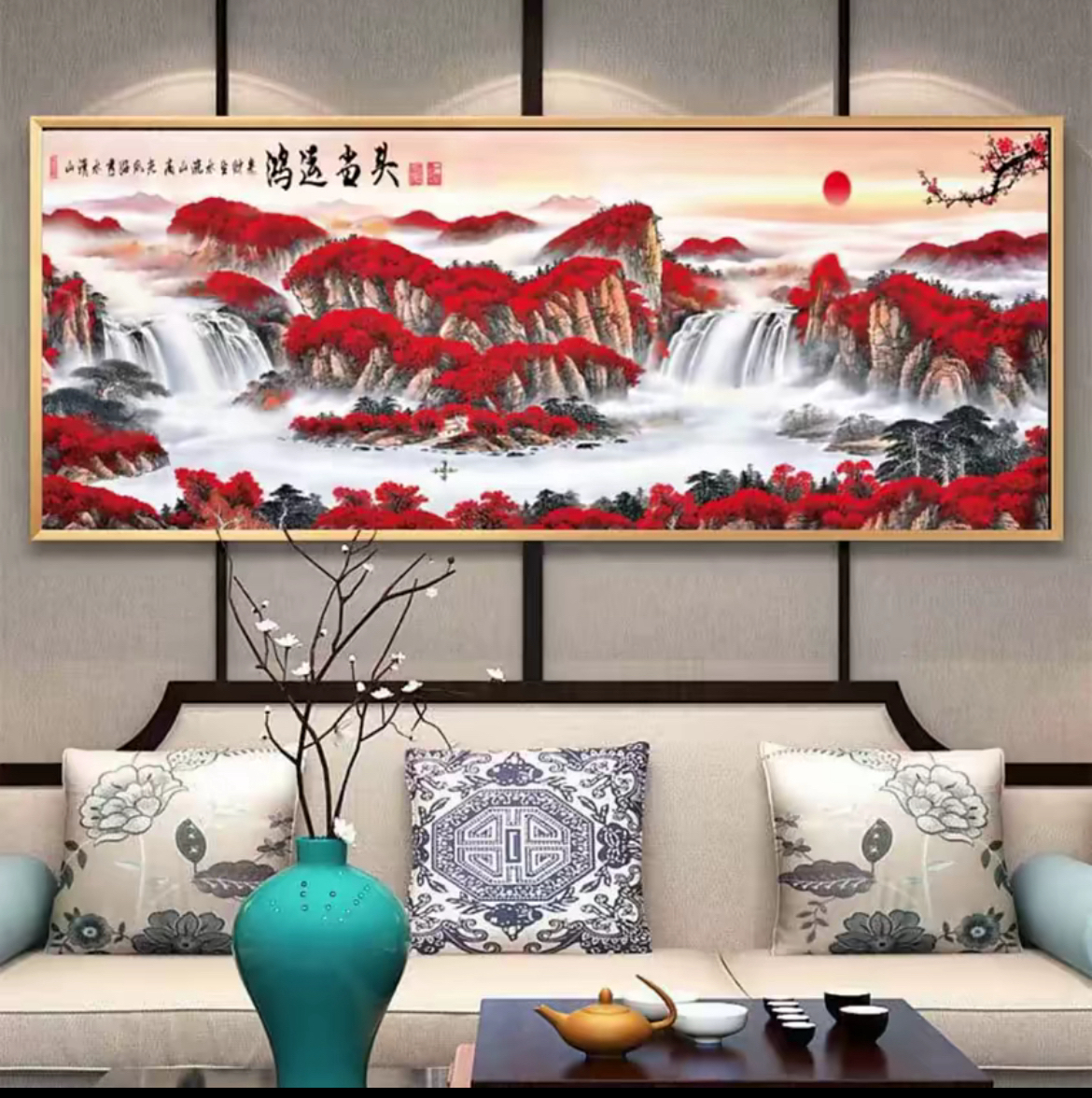 2.3大格纯手工绣好的十字绣成品0523经典鸿运当头客厅挂画刺绣