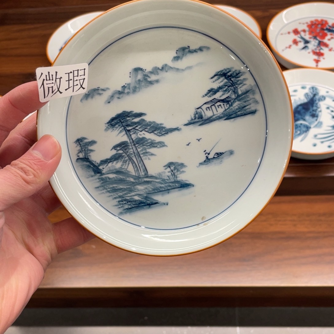 釉下手绘茶具微瑕