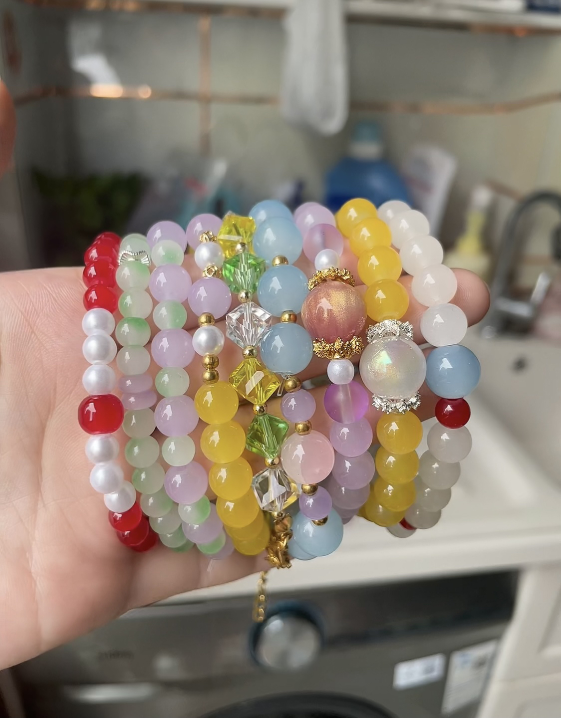 铜合金琉璃手链 琉璃串珠手链纯手工简单夏日清新款