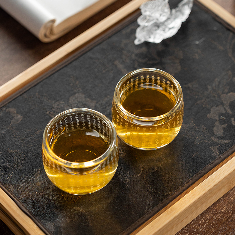 【闪购商品】玻璃茶杯透明般诺心经主人杯对杯  mc100