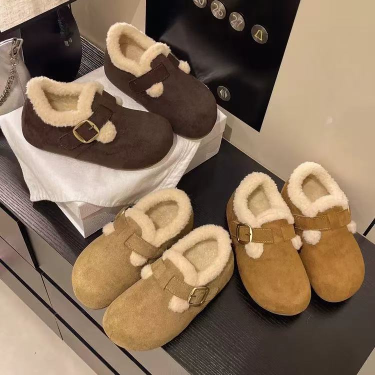 厚底增高5cm加绒全包勃肯鞋女2025新款冬毛毛鞋雪地靴保暖勃肯