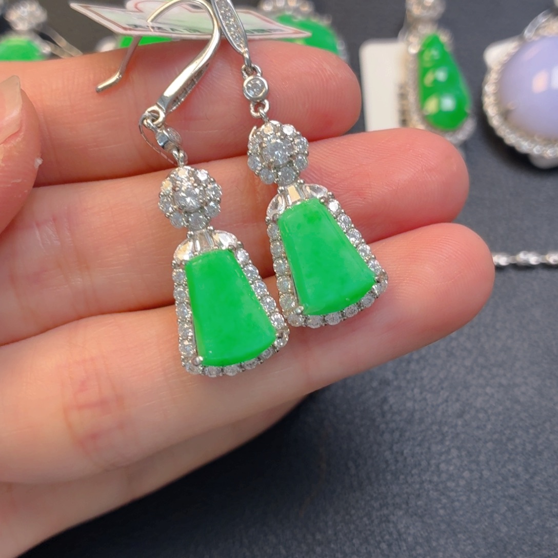 翡翠银S925镶嵌吊坠(不含链)耳坠