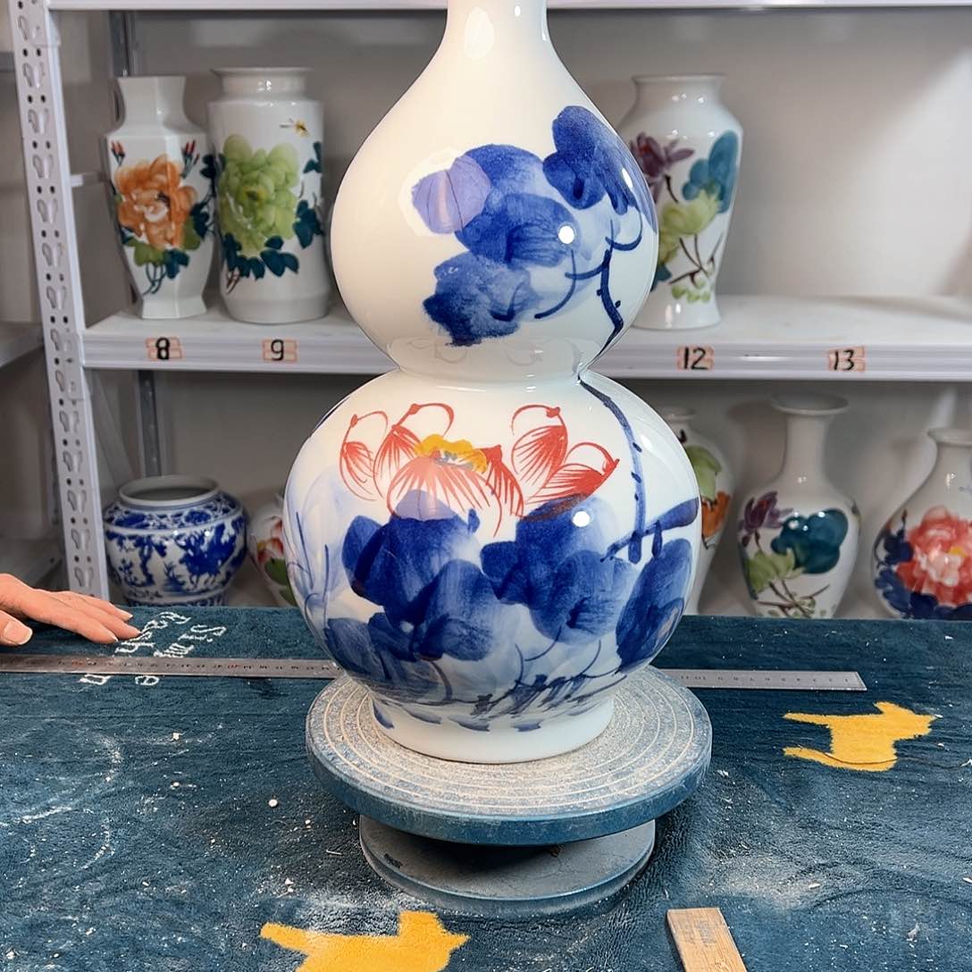 摆件景德镇陶瓷葫荷花