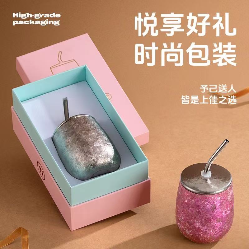 户外蛋杯纯钛双层水杯家用喝水杯子办公杯啤酒咖啡鹅蛋杯牛奶钛杯