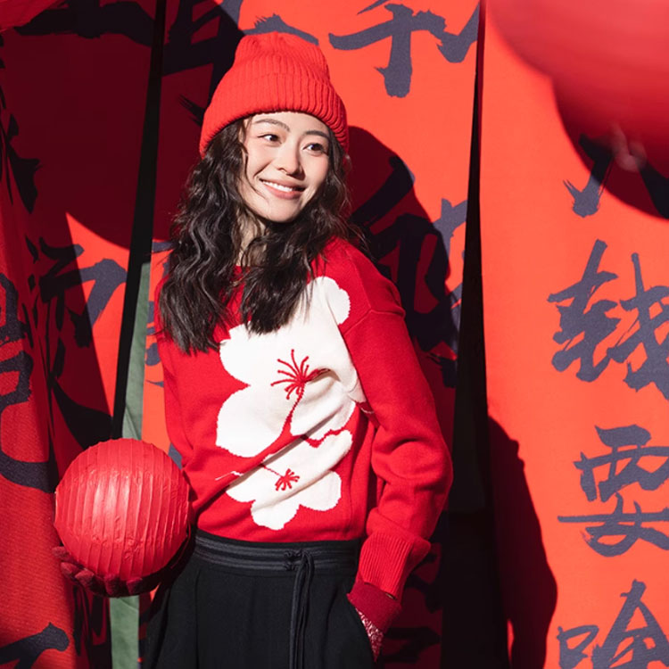 Bouthentique【新年战衣】红色羊毛羊绒混纺针织套头衫225111F2Z13