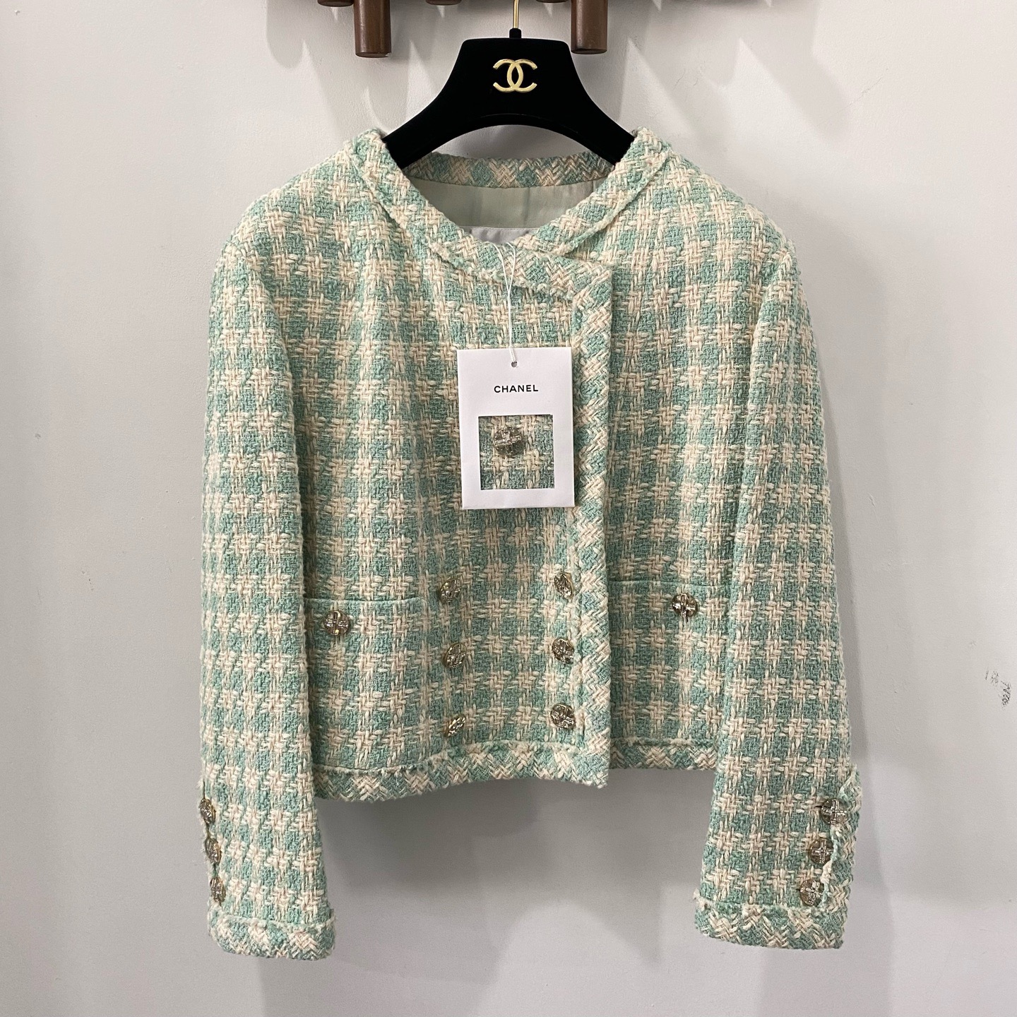 99新 Chanel/香奈儿 Chanel 23s薄荷绿编织外套 36码