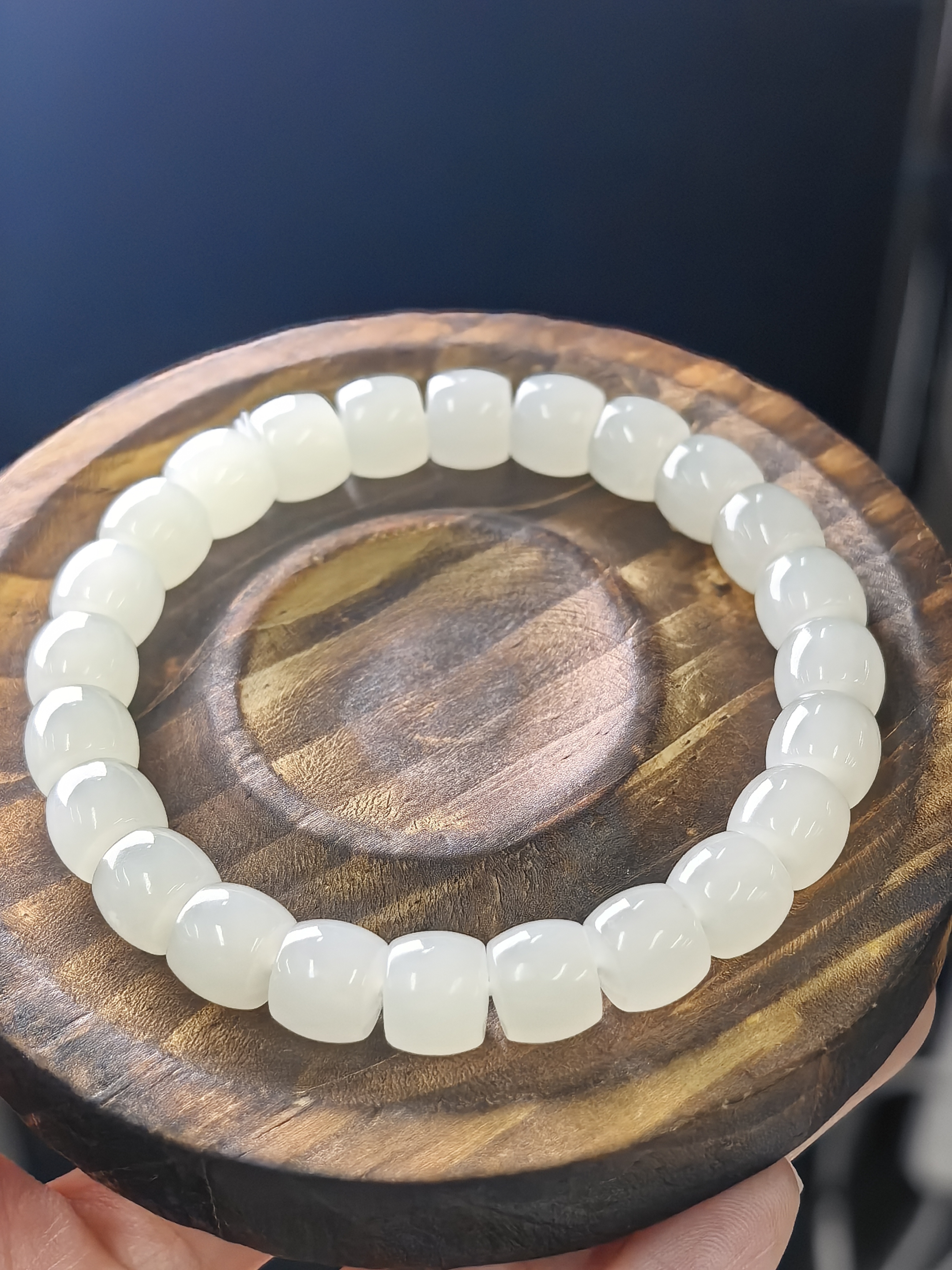 和田玉白玉新疆料直切手串9mm