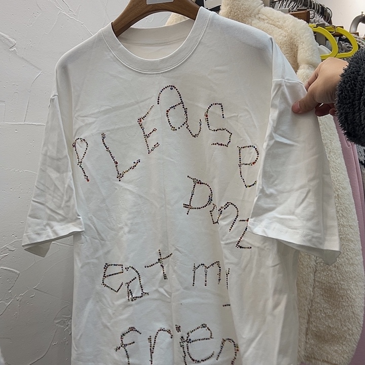 今天新款 白色满钻T