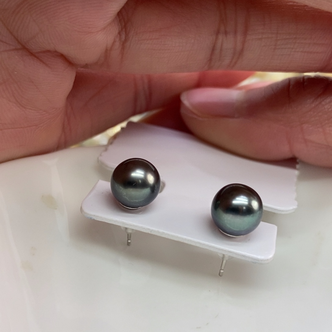 海水珍珠耳饰银S925镶嵌
