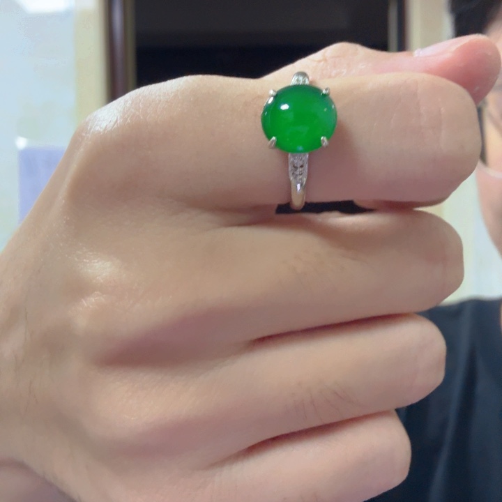 翡翠银S925镶嵌颈饰戒指