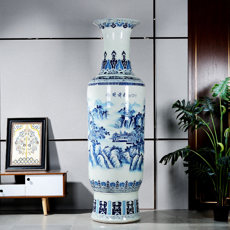 景德镇陶瓷器手绘粉彩落地大花瓶家居装饰品