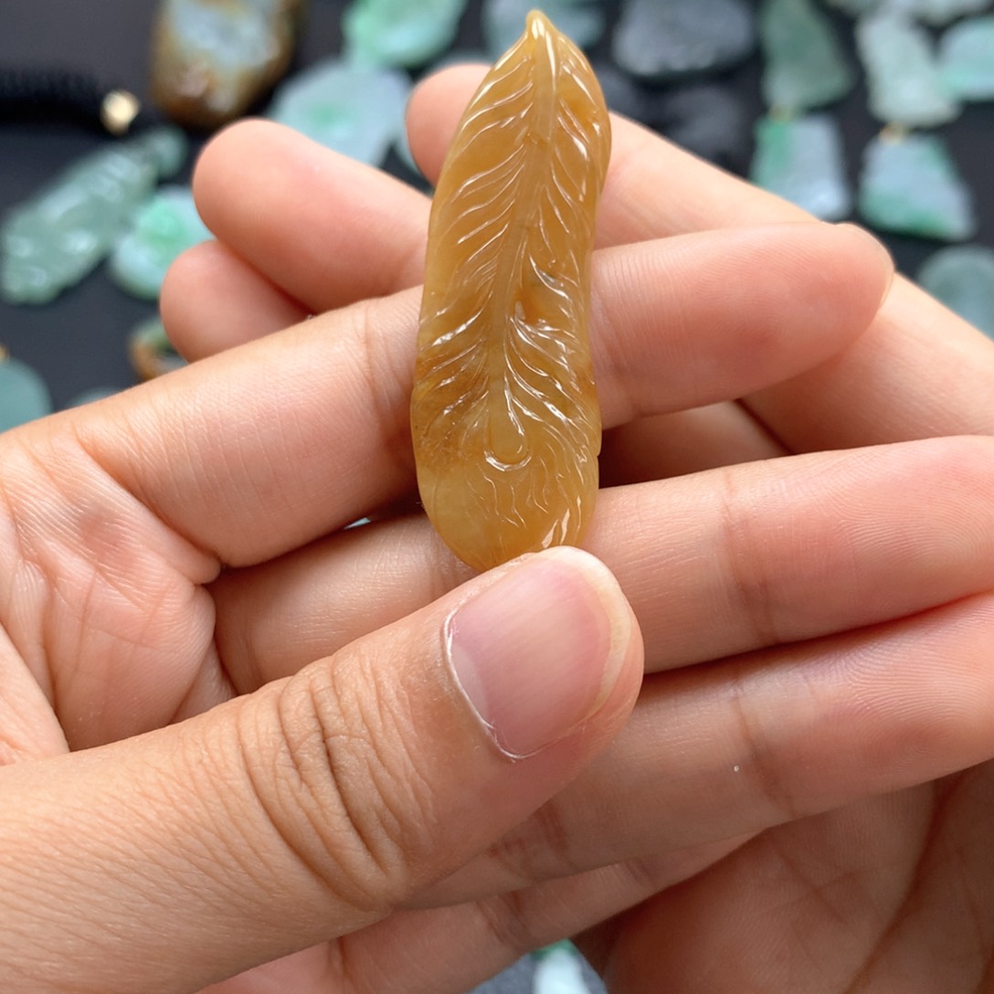 翡翠未镶嵌颈饰羽毛