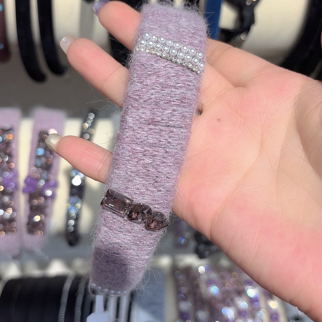 皮质铁合金紫色宽发箍