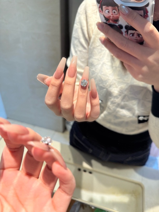 纯手工裸色渐变施家同款钻穿戴甲