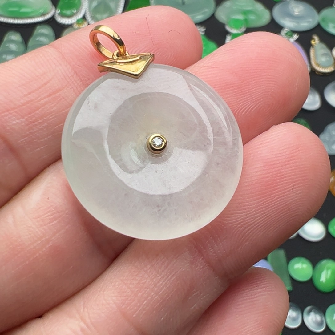 翡翠颈饰18K金镶嵌扣子23.6