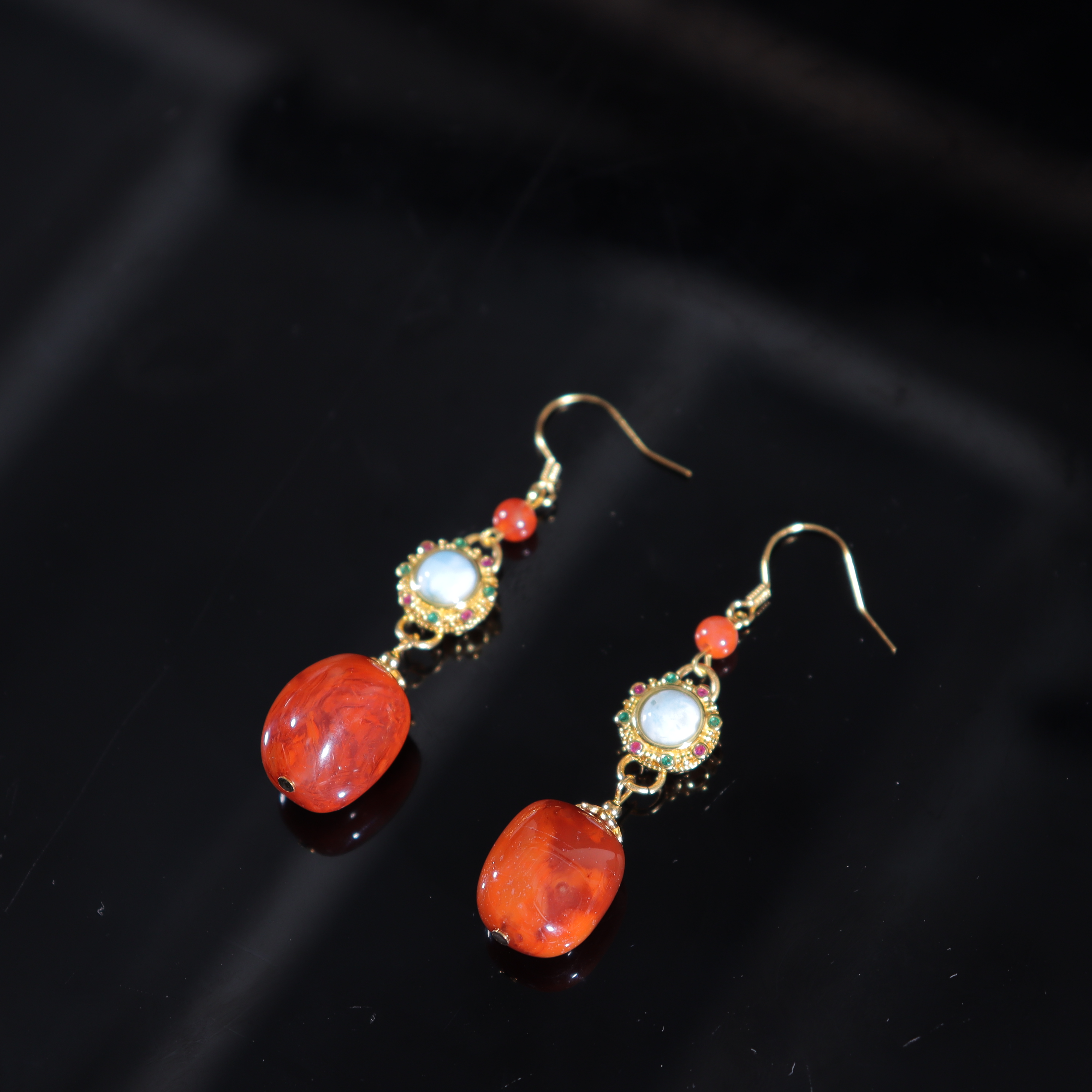 天然川料南红S925银随型耳坠（多样性发货，拍一发一）