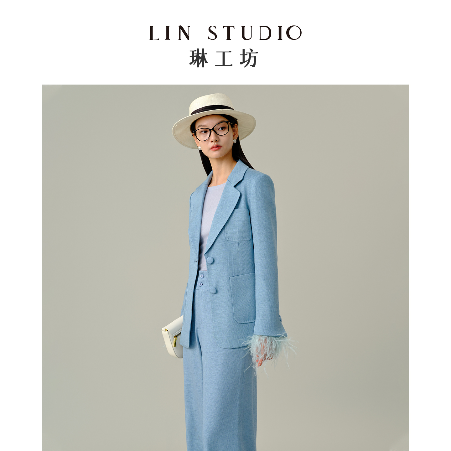 【意大利走秀款 袖口可拆】琳工坊“江雨”蓝色西服欧若风唐琳设计