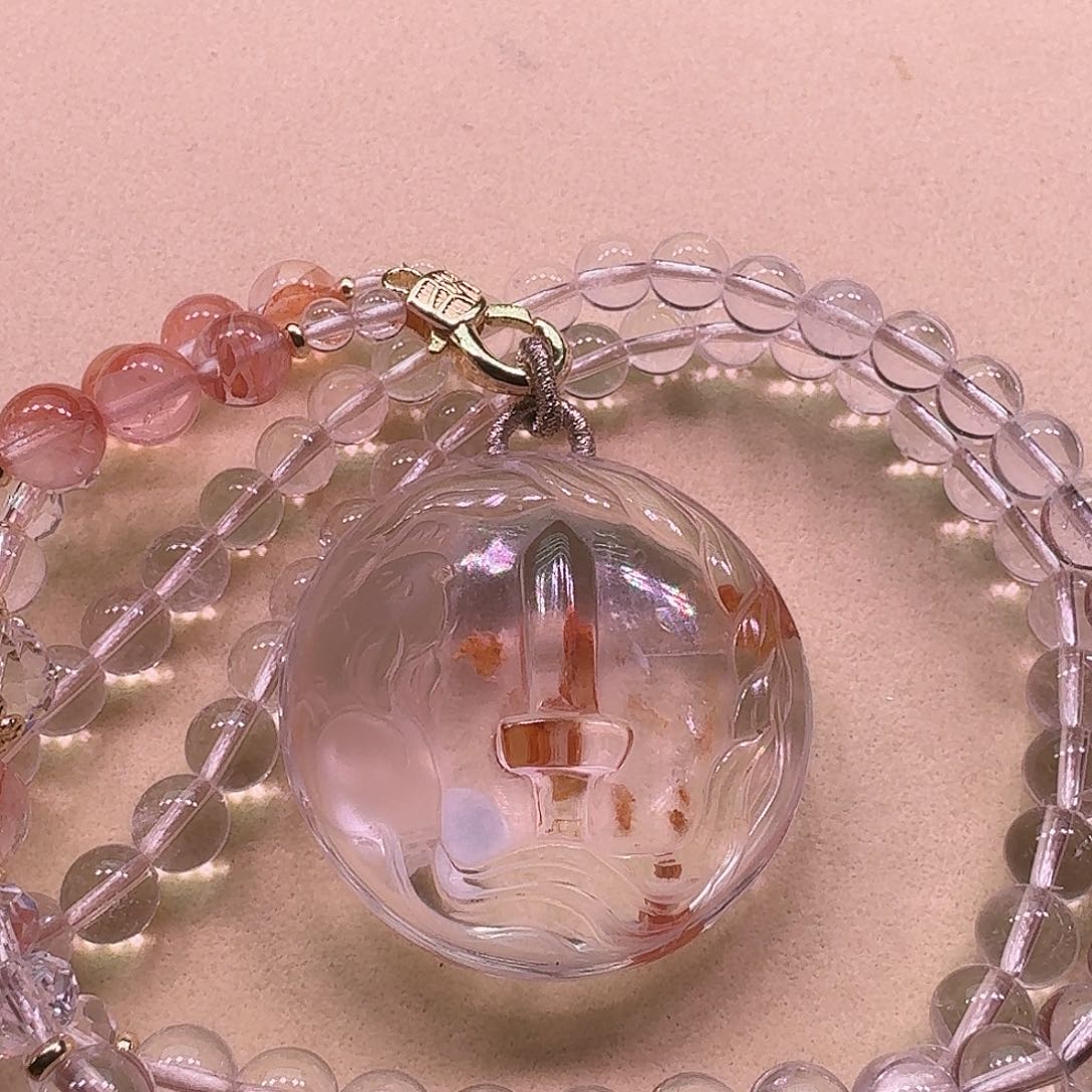 水晶颈饰未镶嵌天然水晶狐狐吊坠