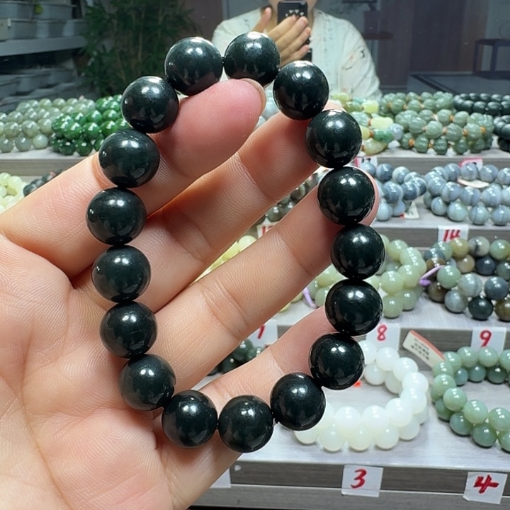 未镶嵌手链和田玉新疆黑青卡12