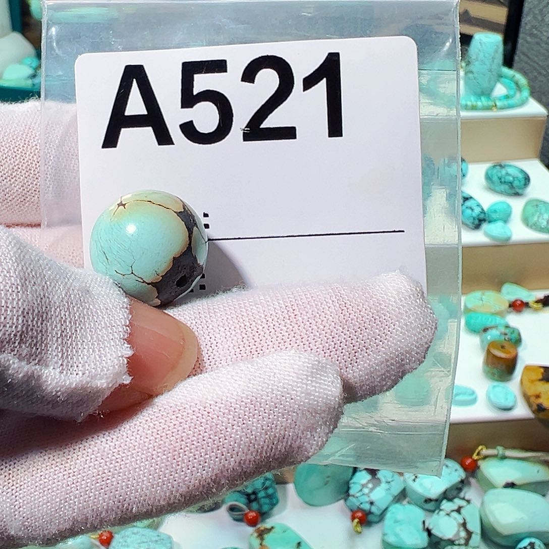 绿松石卡16圆珠未镶嵌花***妈