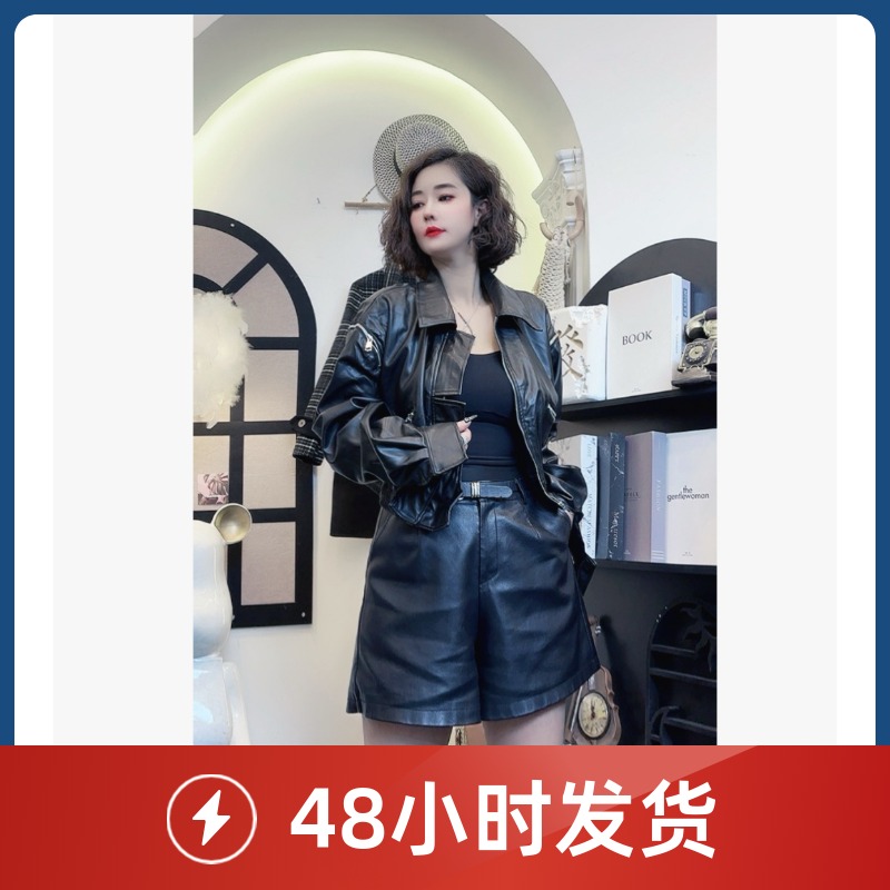 D25 120709 【无袖扣介意勿拍】机车皮衣外套女新款酷飒风时髦工装