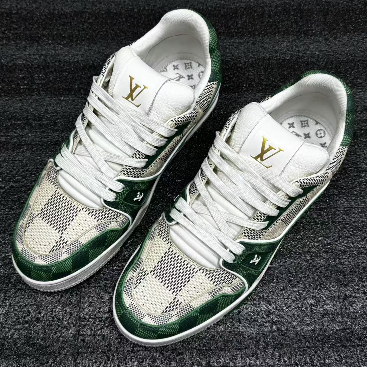 【汇星特惠】LouisVuitton/路易威登绿色棋盘格配色Trainer板鞋