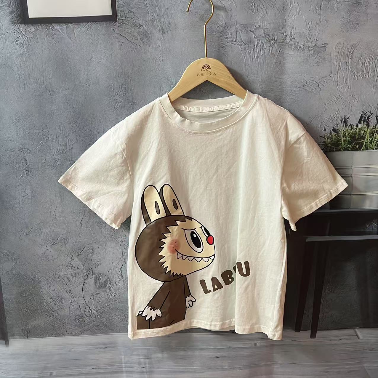 夏季短袖100%纯棉A类面料半袖圆领童装T恤休闲运动百搭体恤