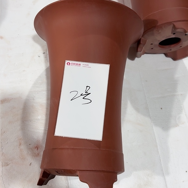 紫砂花盆微瑕32束腰红色2号