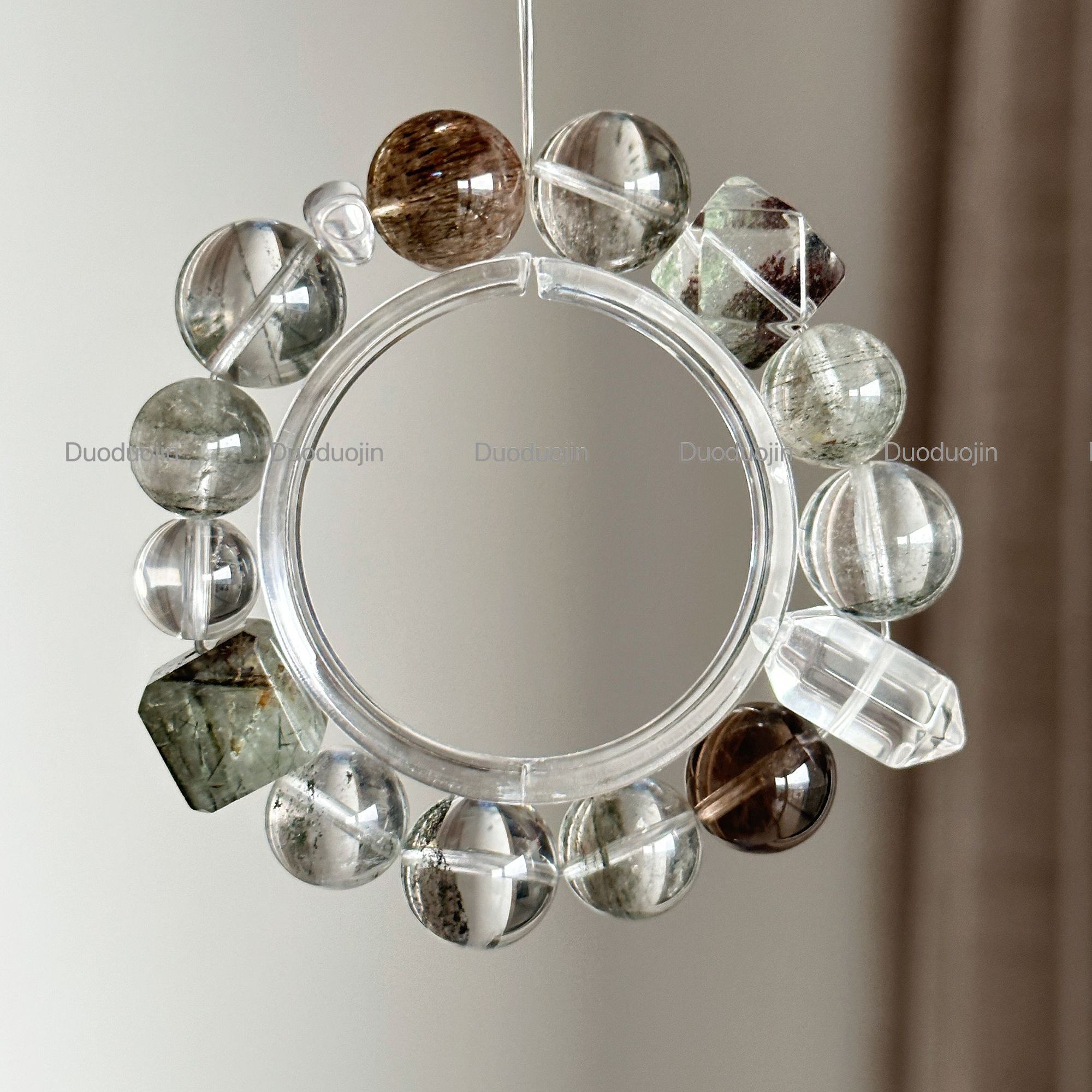 【青山入梦】天然水晶绿幽灵手串多样性发一