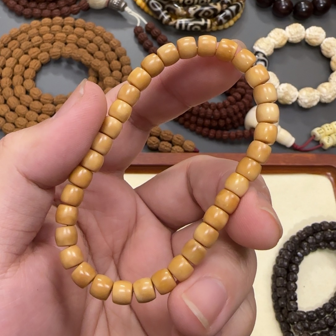 白玉菩提手串【龙脊菩提】直切7×6mm