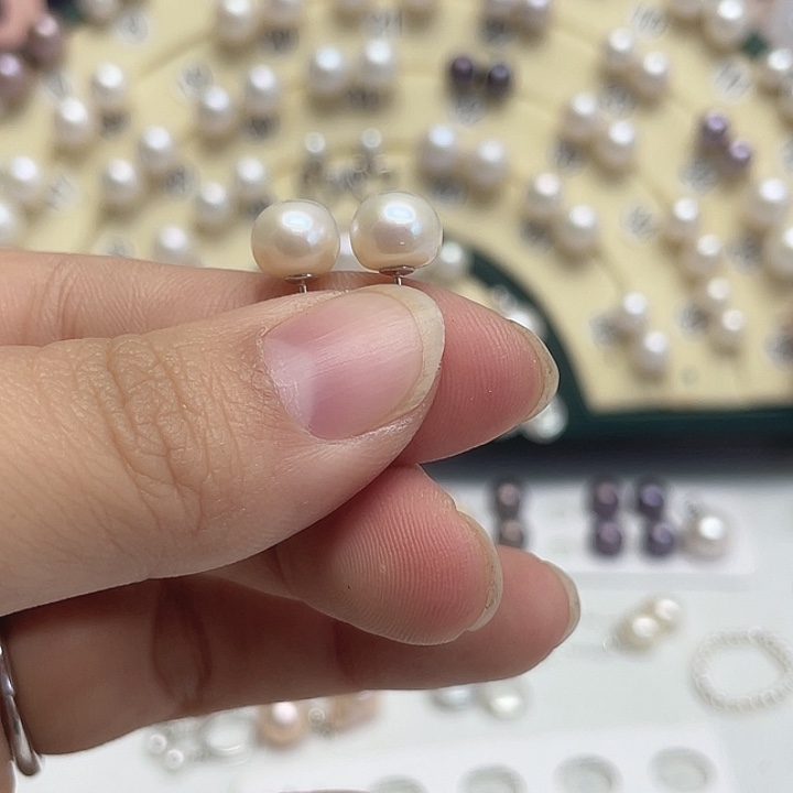 *****淡水珍珠银S925镶嵌耳饰