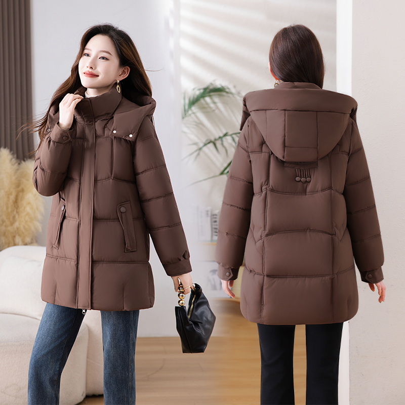 2025冬季新款棉服中长款女士韩版显瘦洋气棉袄外套高端百搭