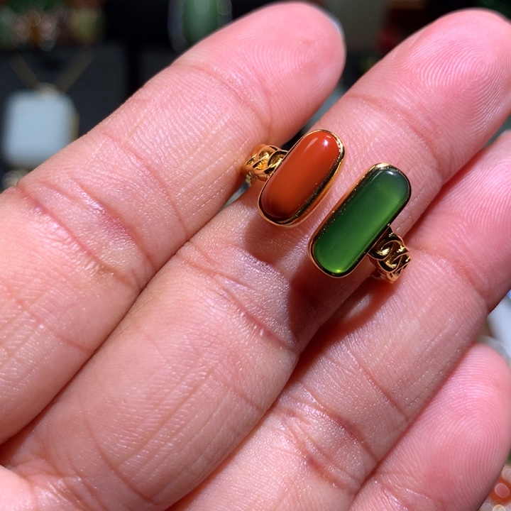 和田玉戒指银S925镶嵌