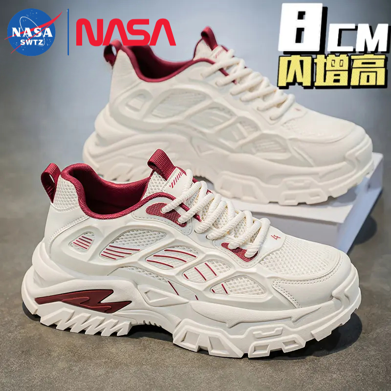 NASA联名隐形内增高8CM男鞋厚底夏季透气运动休闲轻便软底老爹鞋