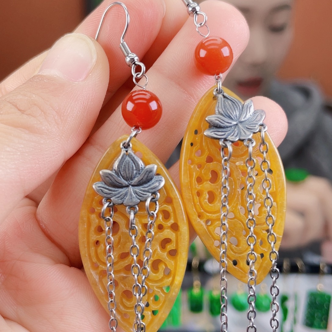 翡翠未镶嵌耳饰饰品