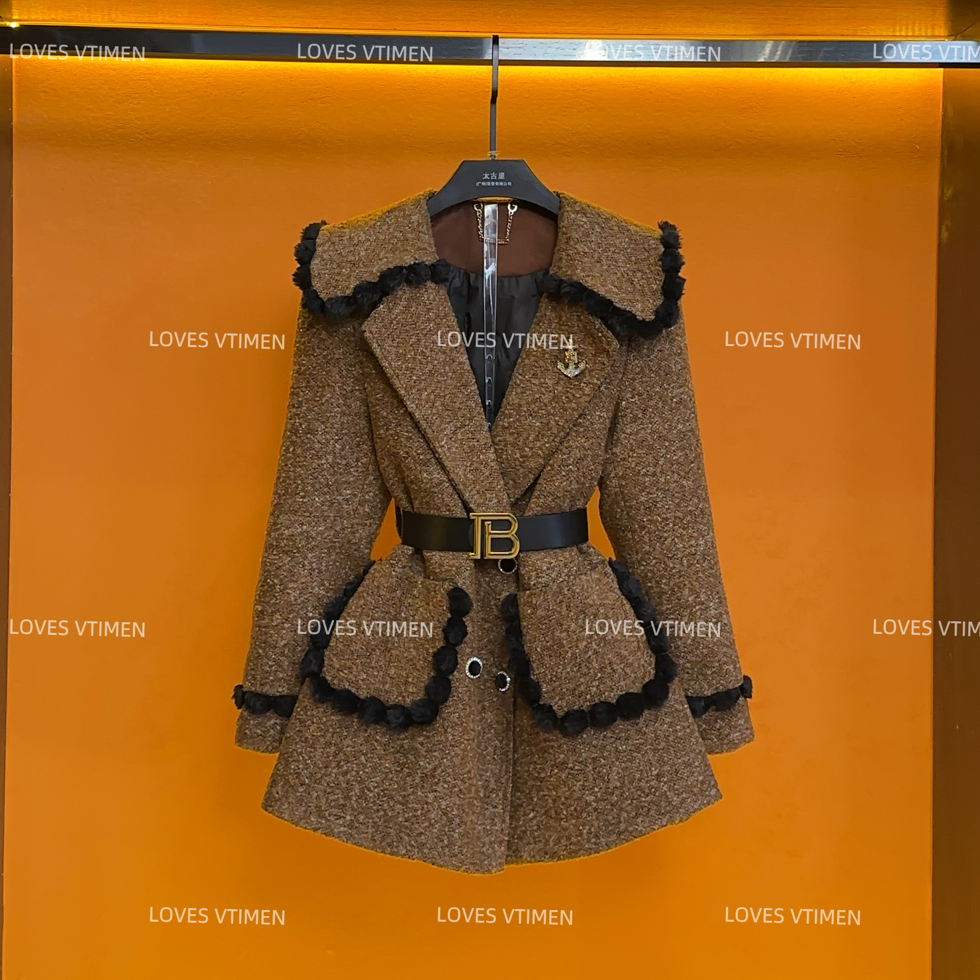 【宠粉价】羽绒服翻领毛呢外套拼接外套冬季豹纹女款轻奢厚款CO-434