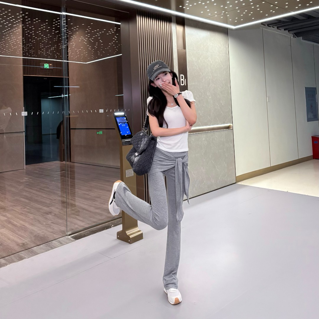 【小仙定制】视觉魔法长腿buff莱赛尔天丝假两件微喇显瘦神裤