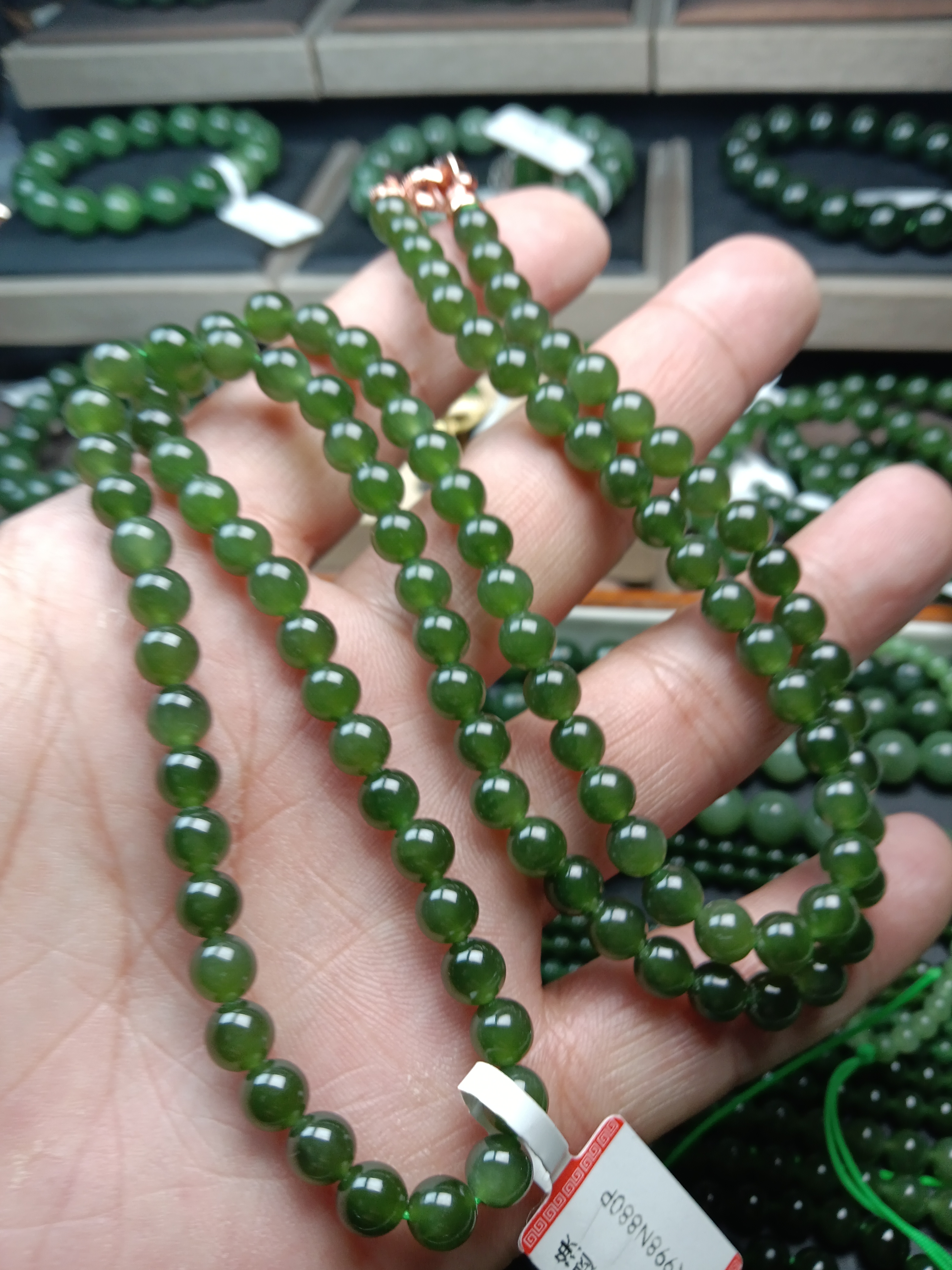 和田玉碧玉卡6项链