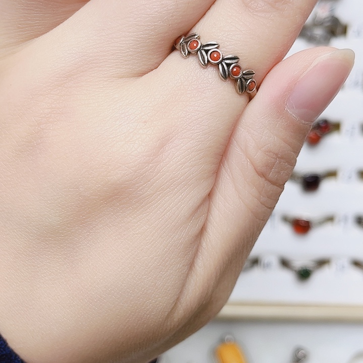 玛瑙/玉髓银S925镶嵌戒指