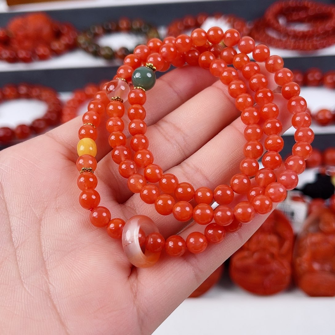 手串未镶嵌南红玛瑙瓦西冰红单圈5mm